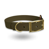 BioThane Halsband in dunkler Olive mit Gold