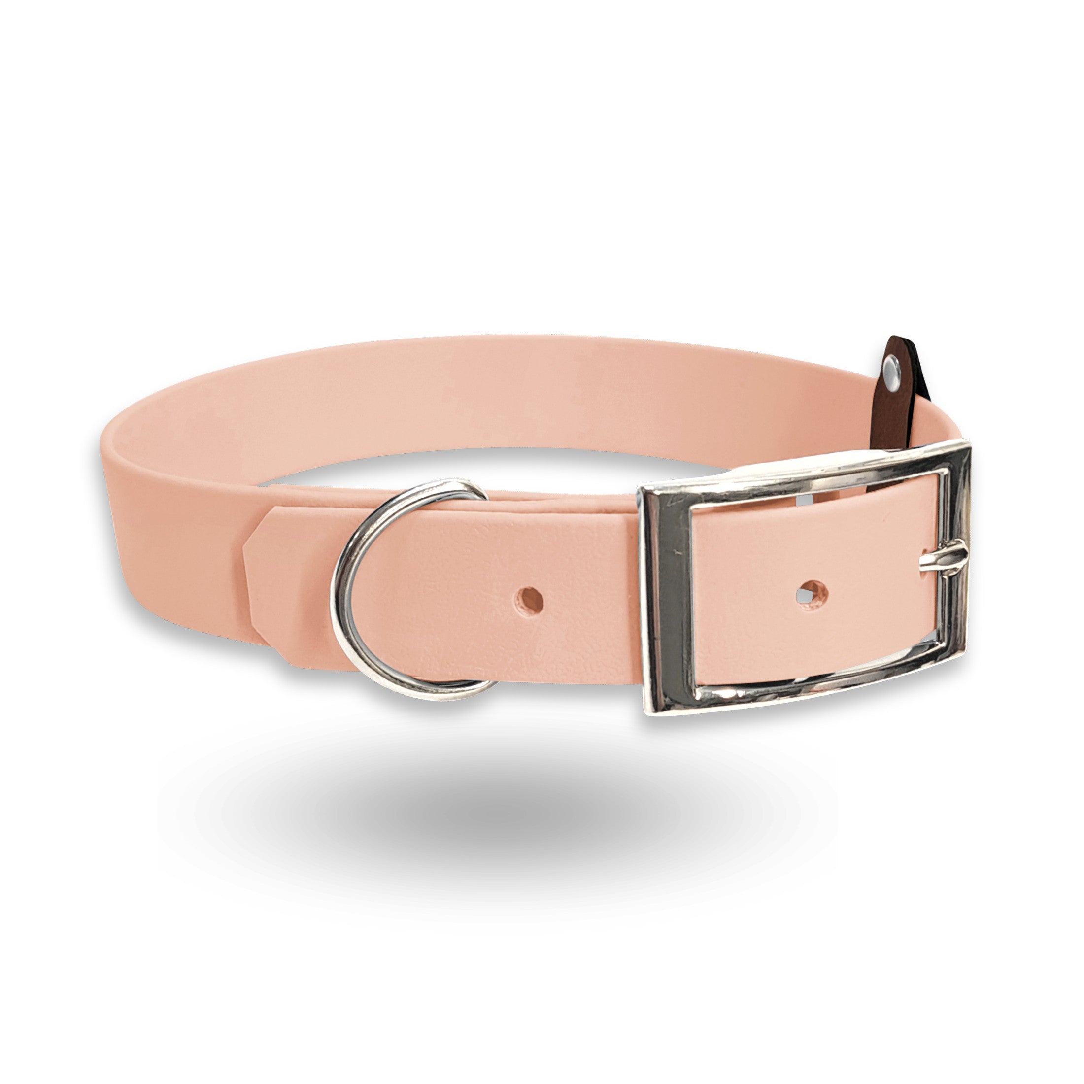 Biothane Hundehalsband in Puderrosa und silber