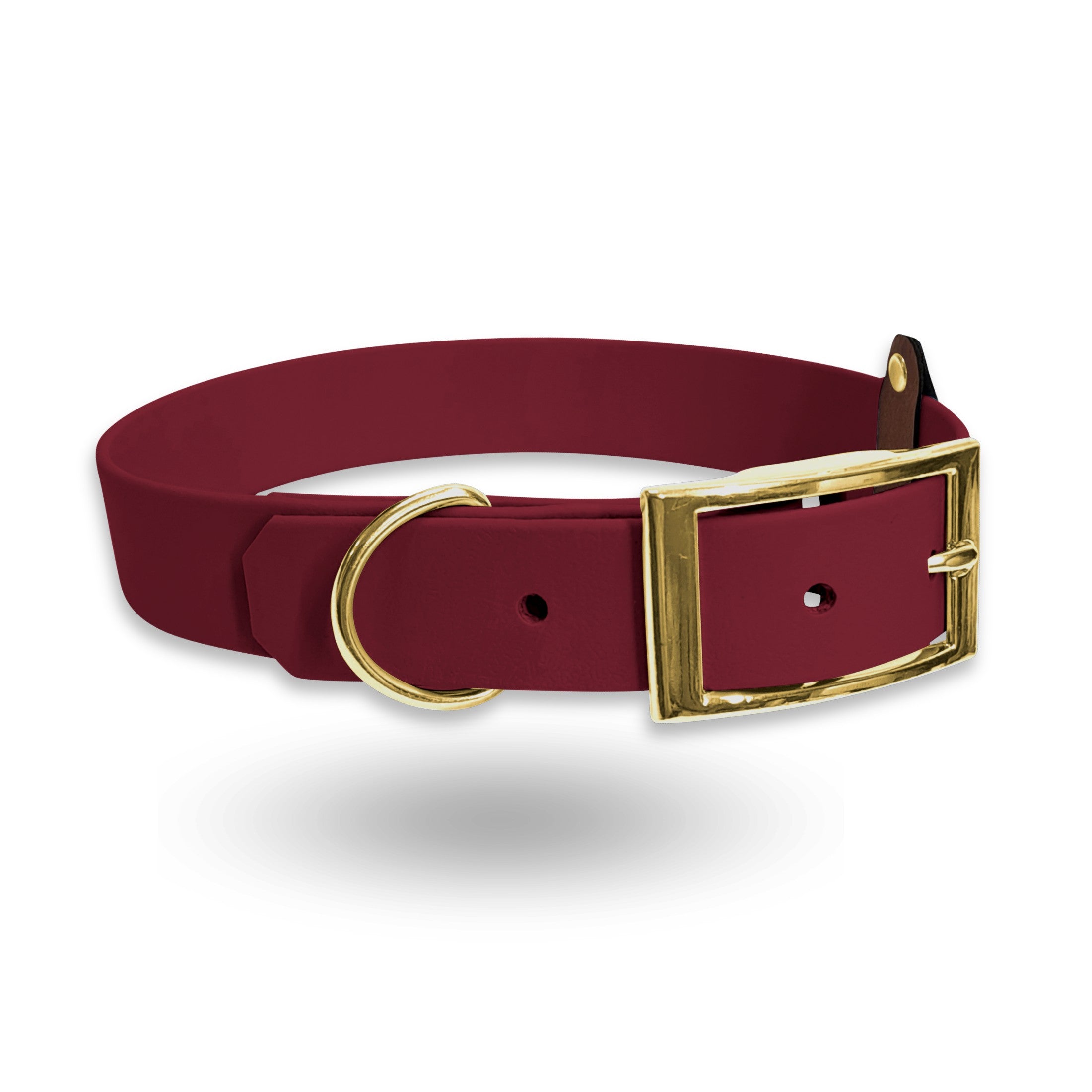 Biothane Hundehalsband in weinrot und gold