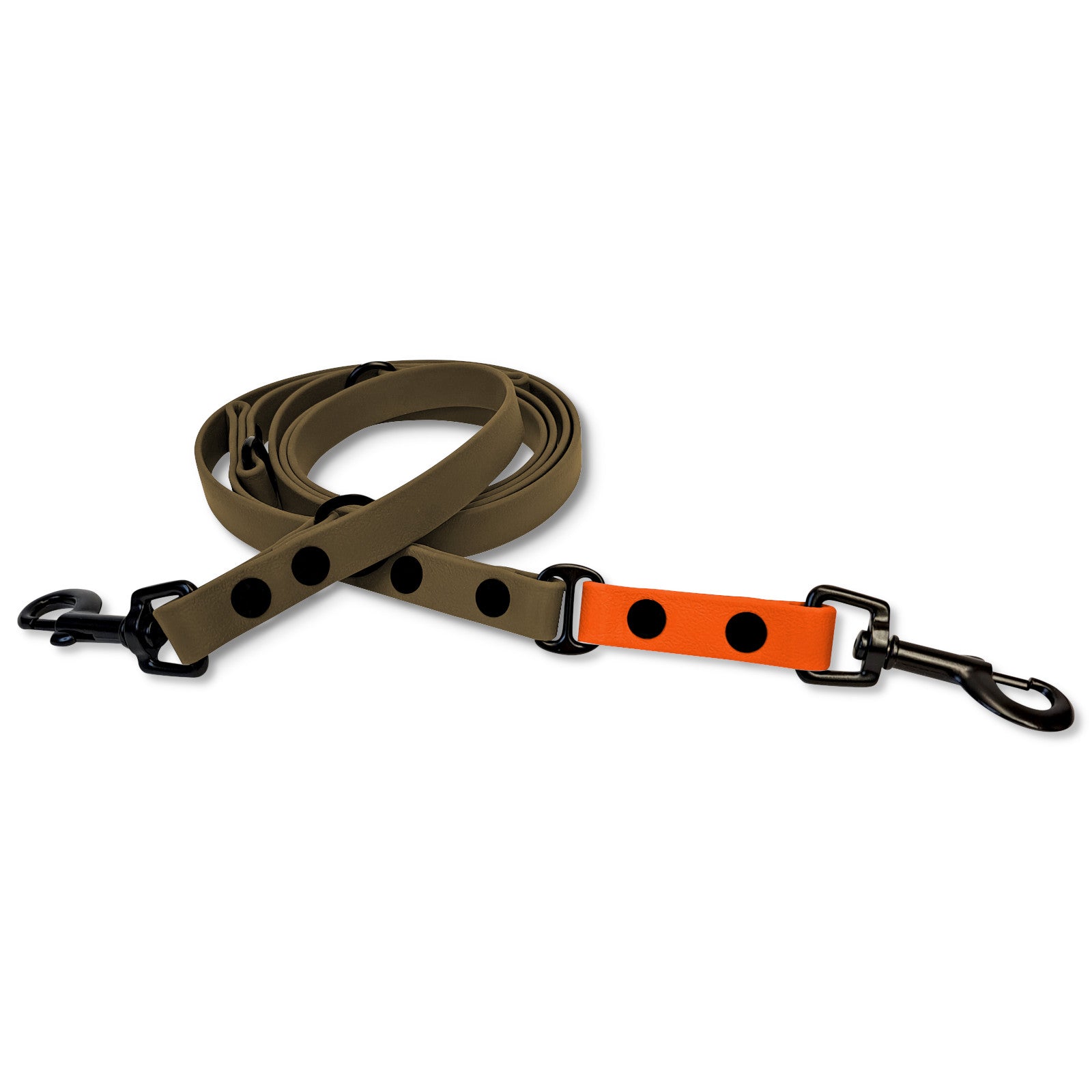 Hundeleine Biothane Sports Olive Neon Orange