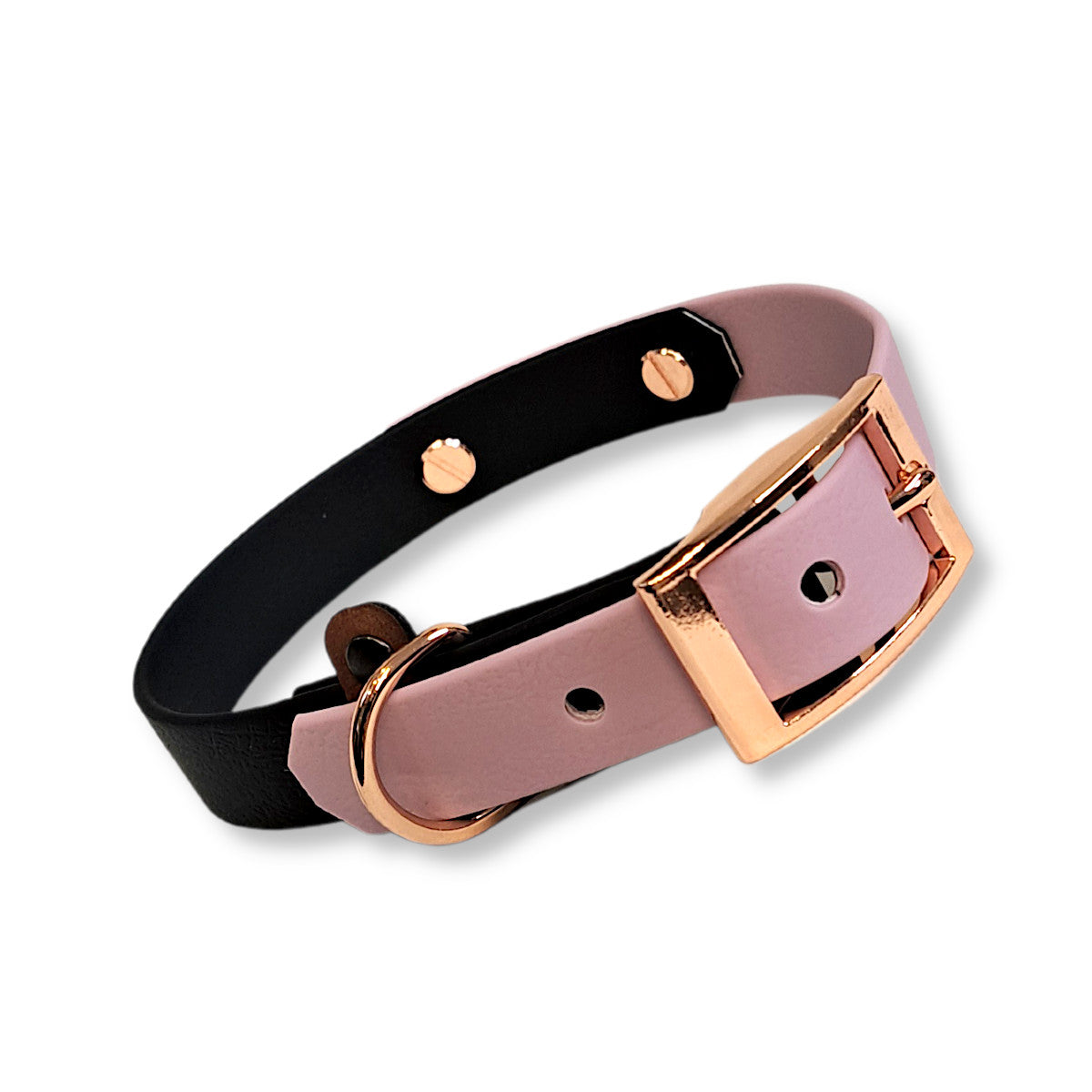 Halsband PVC-Gurtband Biothane Art Schwarz Rosa