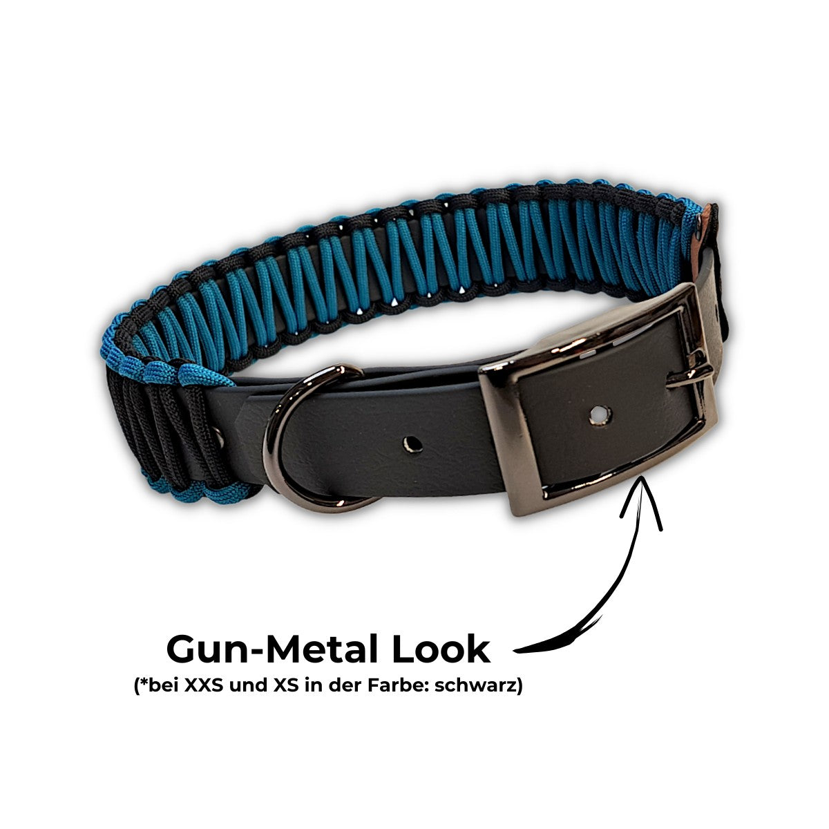 Halsband aus Gurtband und Paracord in Teal