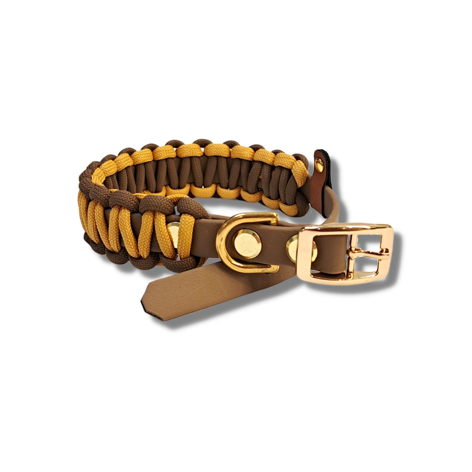 Paracord Biothane Halsband Gold Karamell Braun