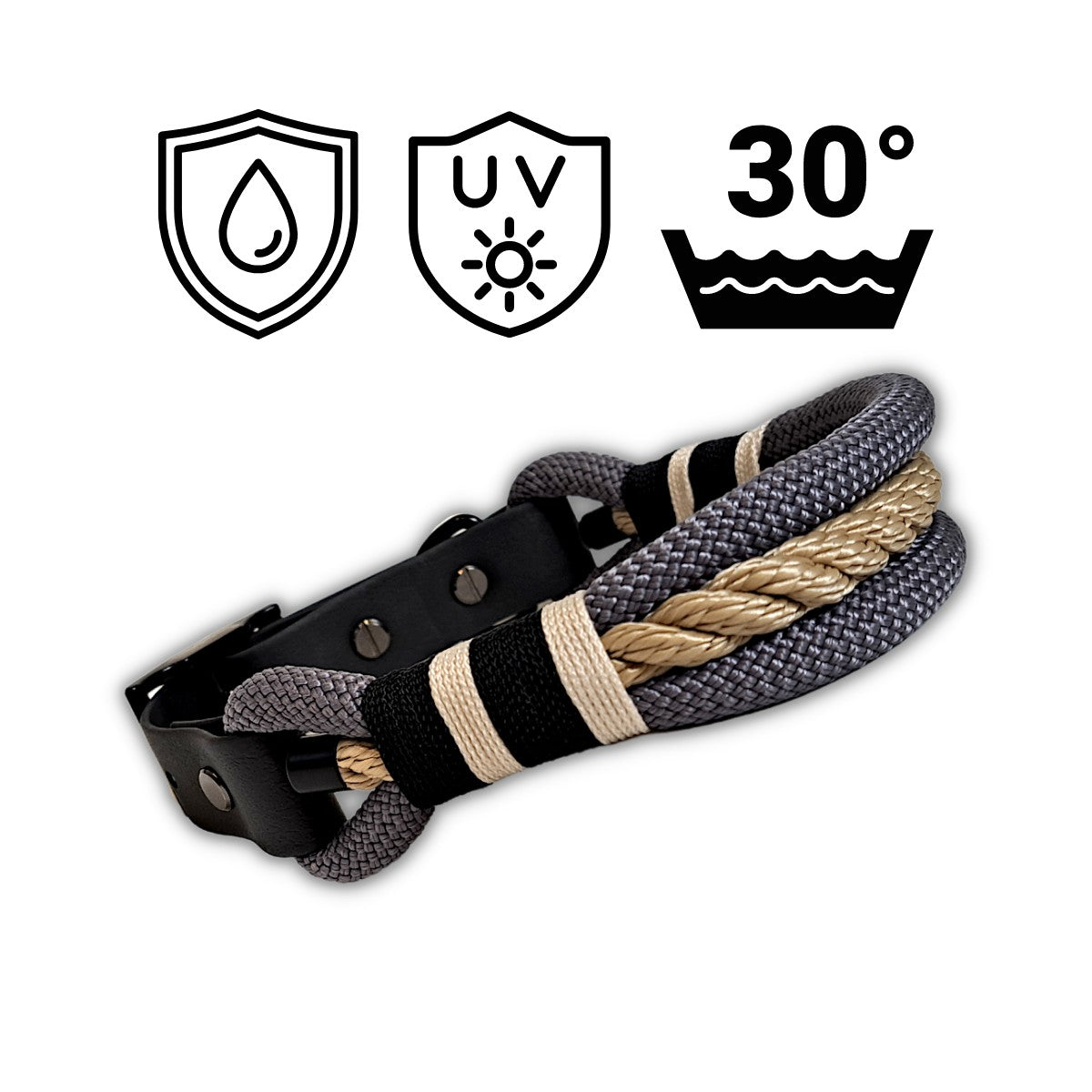 Hundehalsband Tauseil Twisty Grau Beige