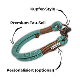 Hundehalsband Tauseil Sea Green Kupfer Personalisiert