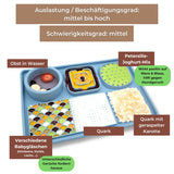 Schleckmatte mit unterschiedlichen Zutaten befüllt
