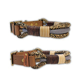 Halsband Hund Beige Braun mit Ledertakel