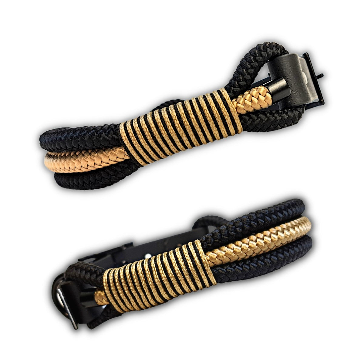 Hundehalsband Triple-Tauseil Schwarz und Gold