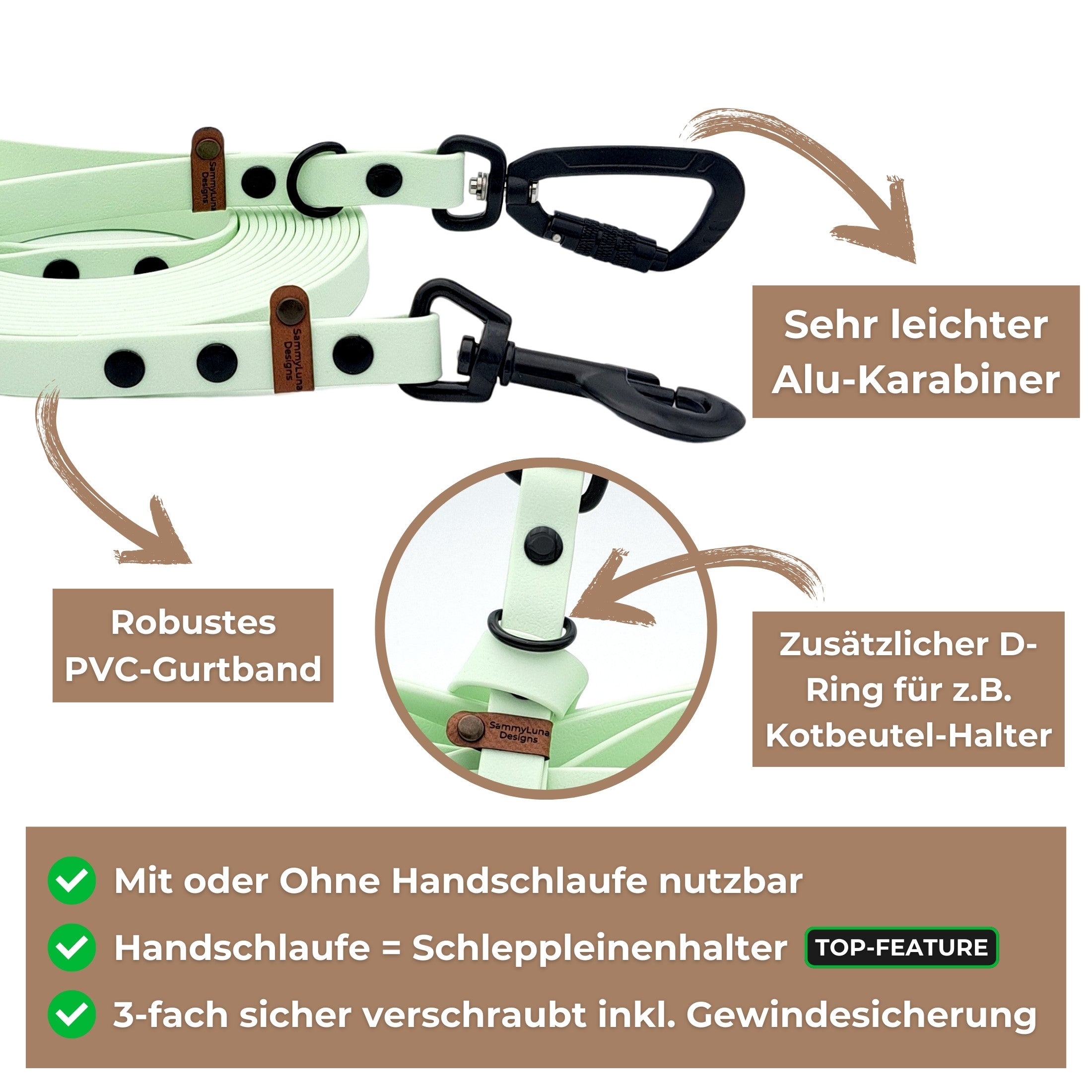 Vorteile der multifunktionalen Schleppleine von SammyLunaDesigns