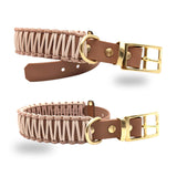 Hundehalsband in braun-rose Farbtönen mit goldener Messing-Hardware