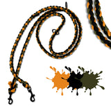 Paracord Hundeleine in Apricot-Orange, Schwarz und Olivgrün