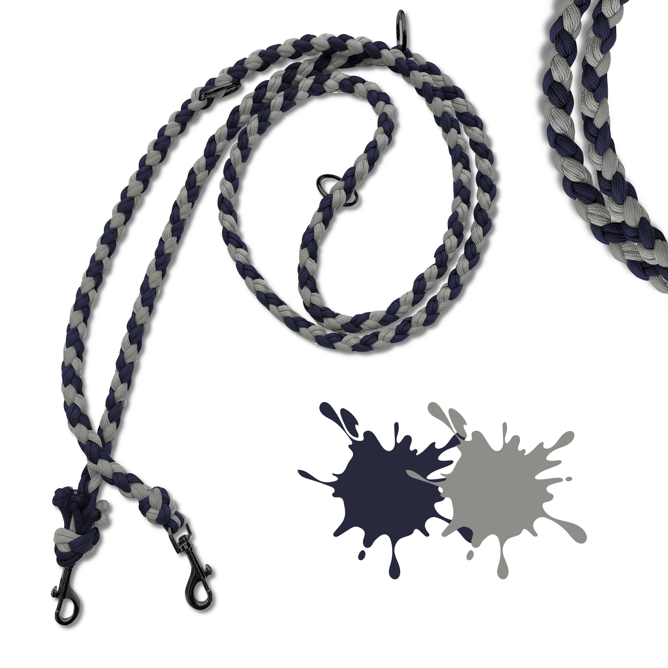 Hundeleine aus Paracordseilen in smoky grau und blau