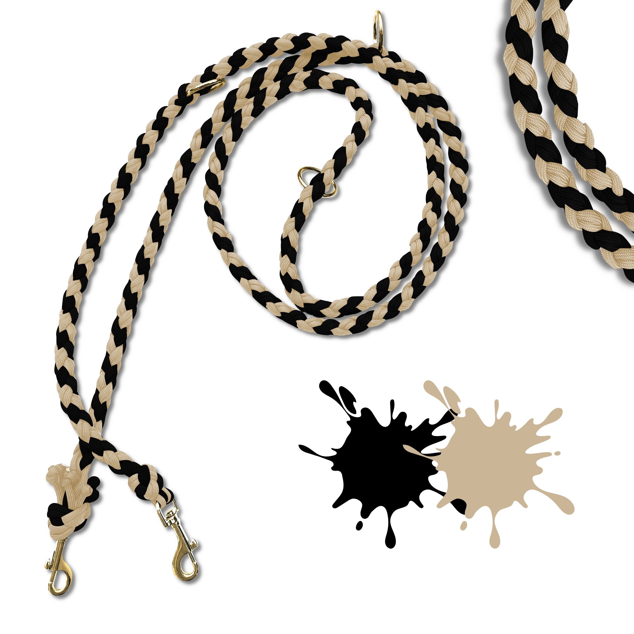 Paracord Hundeleine in den Farben schwarz und Cafe-Latte