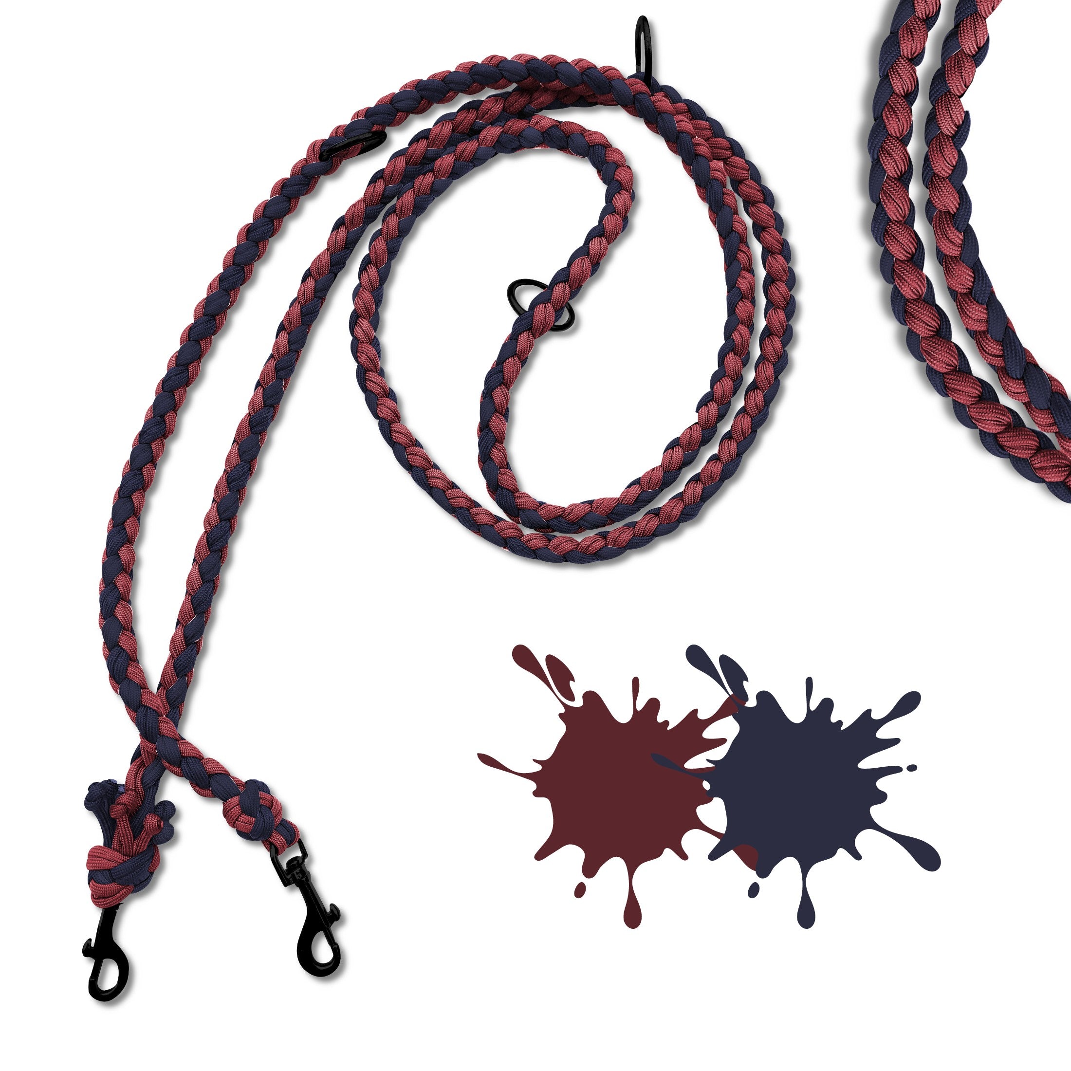 Hundeleine aus Paracord Marine Blau Vino Red