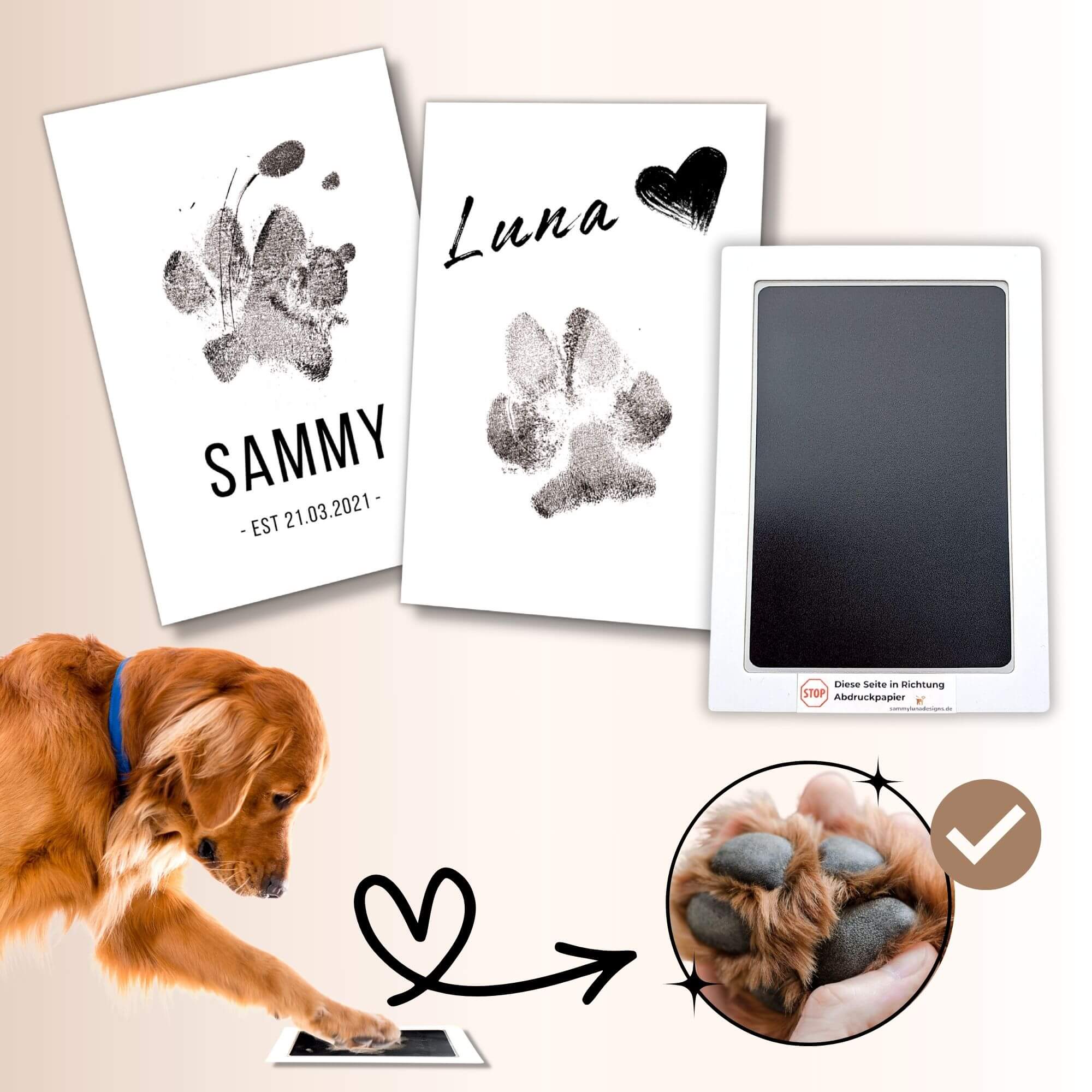 LURNODY Pfotenabdruck Set Für Hund & Katze - Nasenabdruck Ohne Hautkontakt Zur Farbe