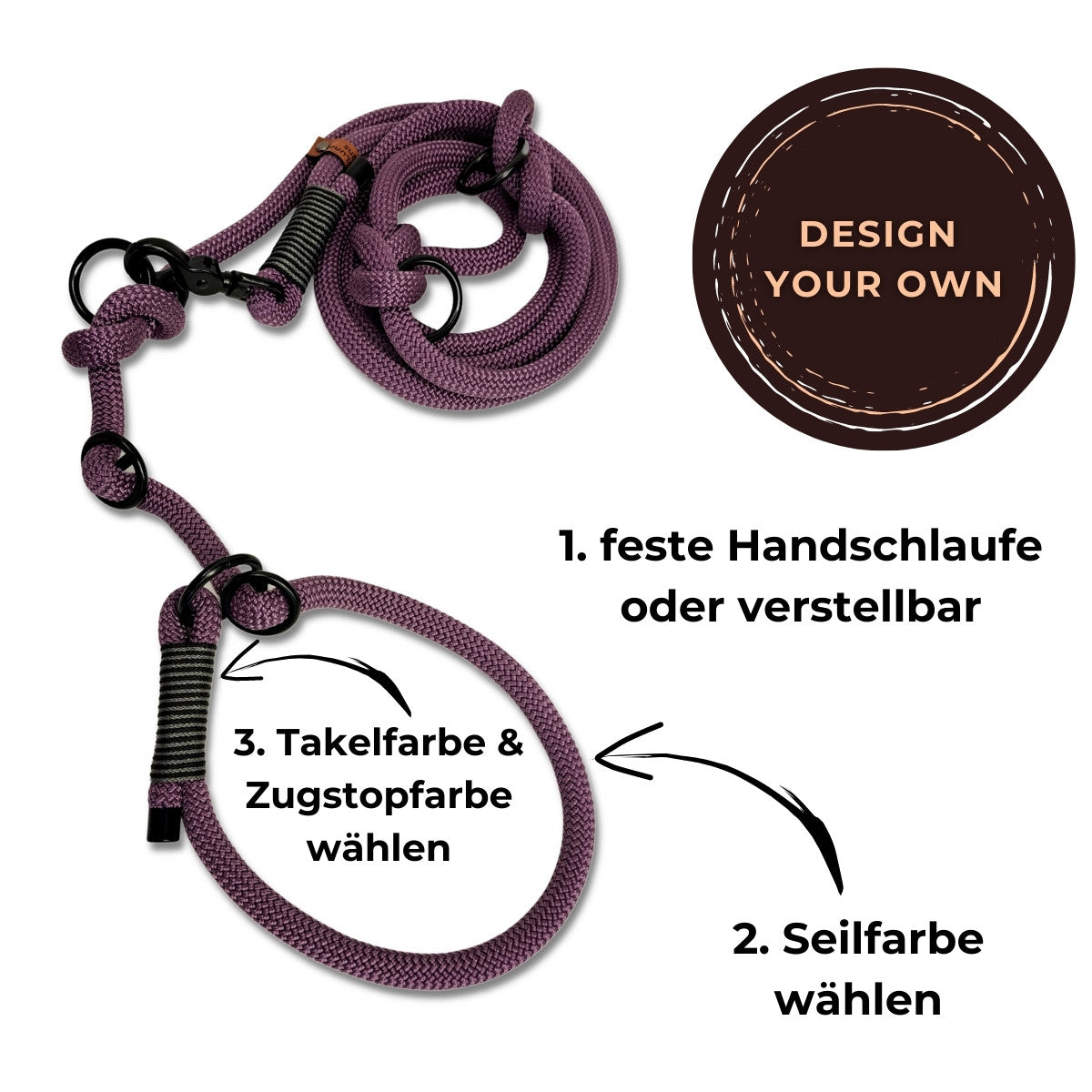 Retrieverleine Moxonleine Agilityleine in verschiedenen Farben konfigurierbar bei SammyLunaDesigns