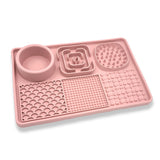 Hunde Schleckmatte in rosa mit verschiedenen Leckbereichen