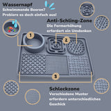 Beschreibung der unterschiedlichen Schleckzonen der Schleckmatte