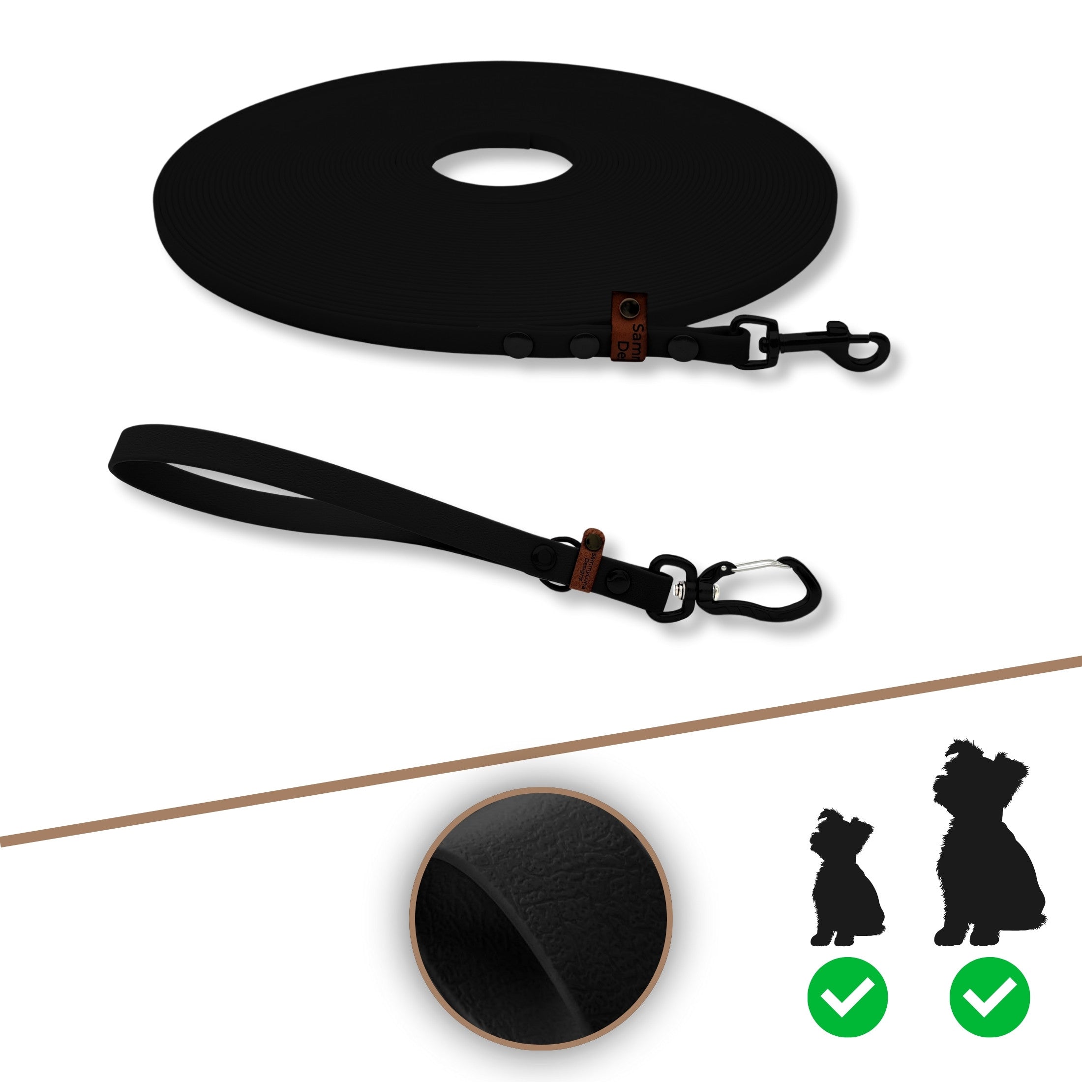 Schleppleine mit Halterung und Handschlaufe in all-black