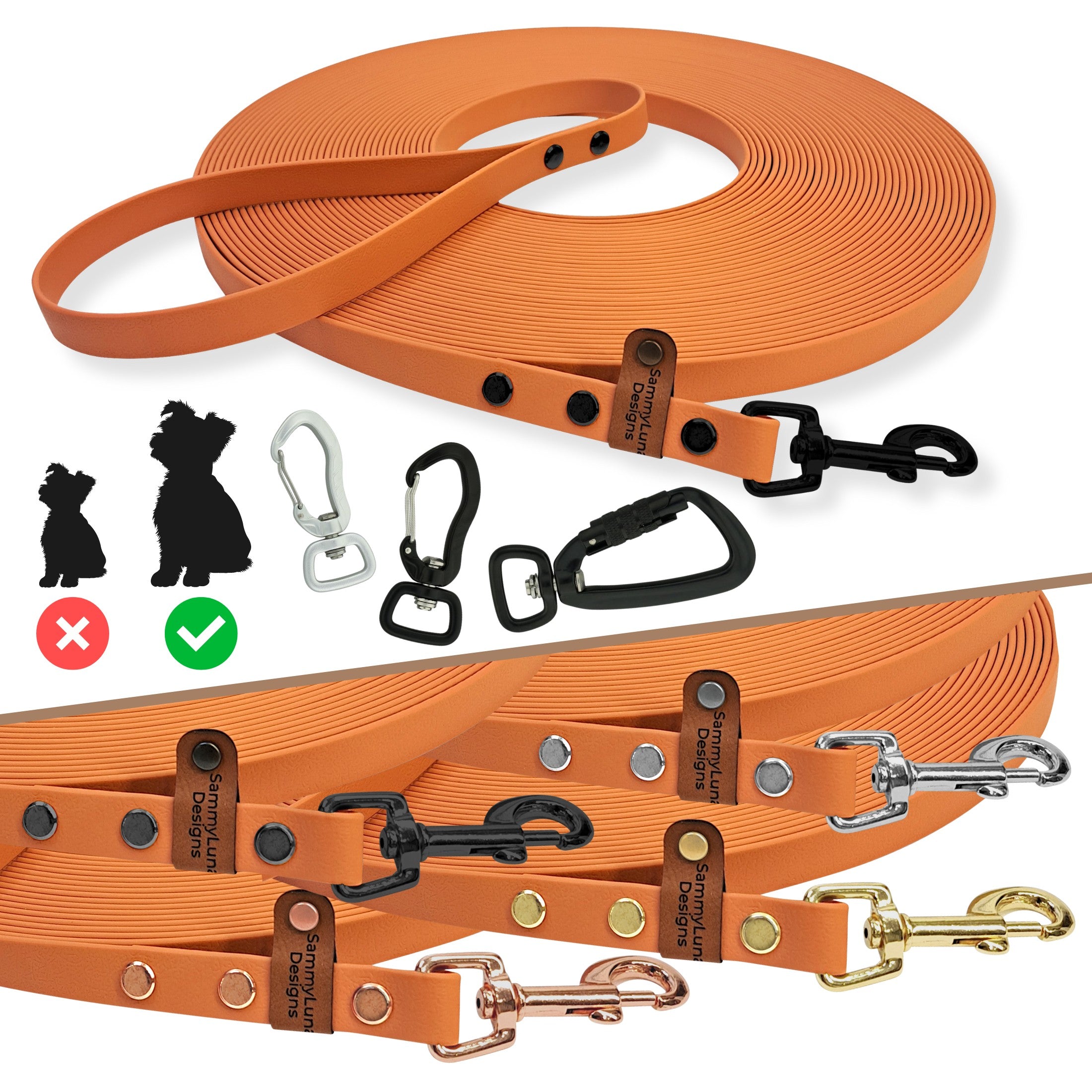 Schleppleine in Apricot-Farbe für Hunde