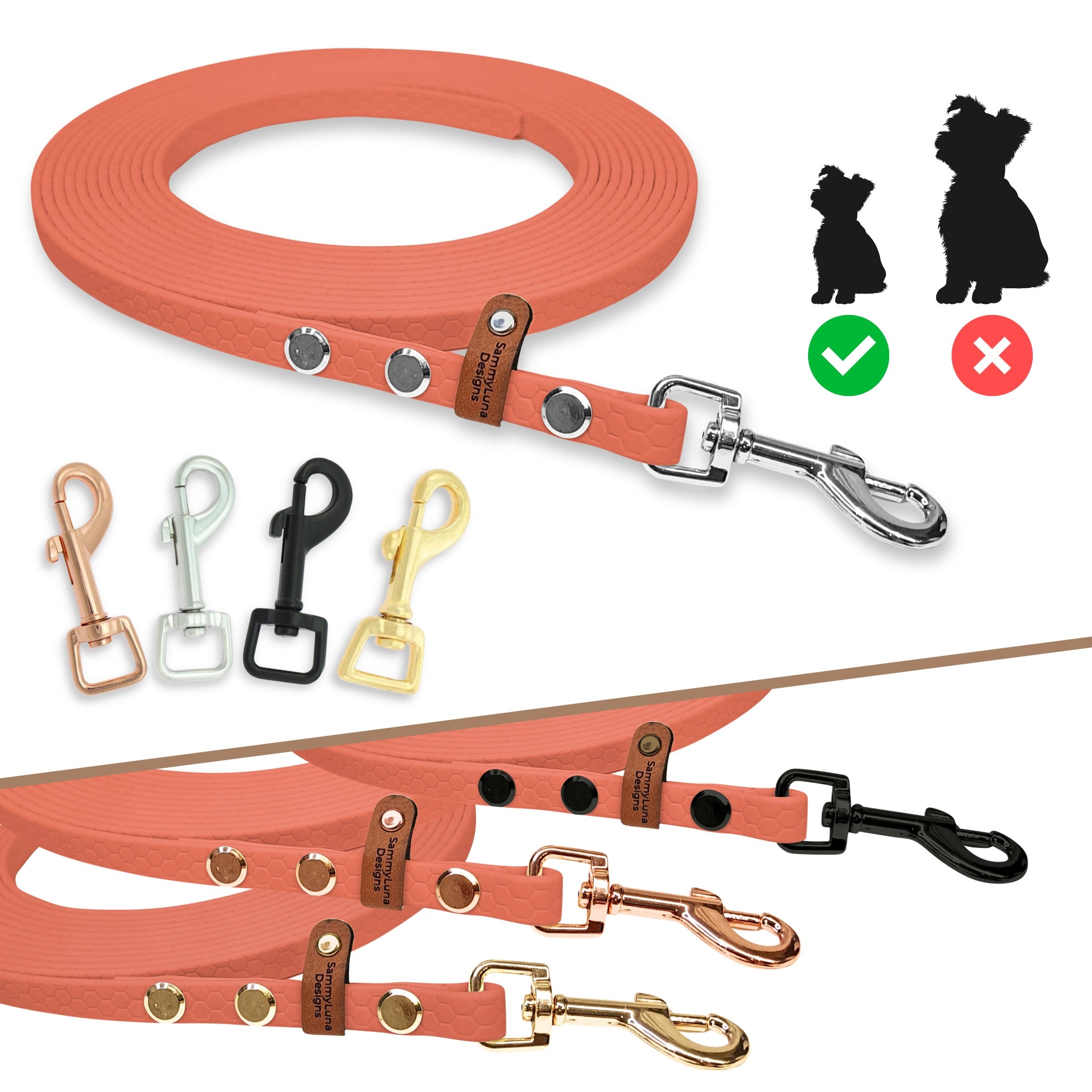 Schleppleine HEXA Gummiartiges Material in Apricot