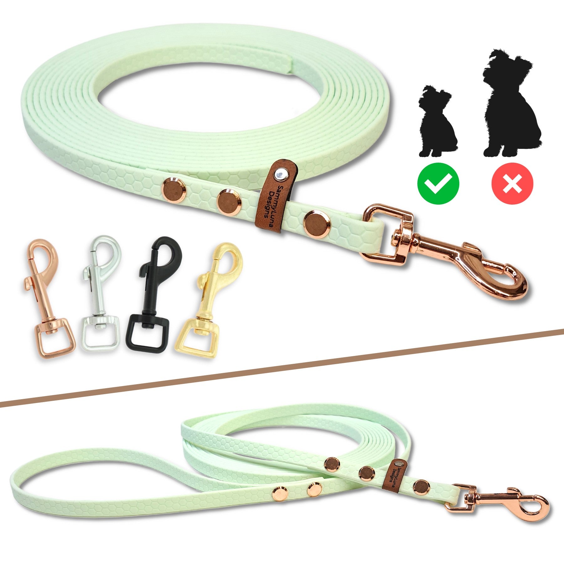 Schleppleine für kleine Hunde in Minze