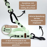 Schleppleine mit abnehmbarer Handschlaufe in Minze-Schwarz