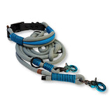Halsband-Leinen Set aus Tauseil Grau Blau verstellbar wasserfest
