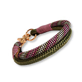 Hundehalsband aus Segeltau zweifarbig in Pink Beige und Grün