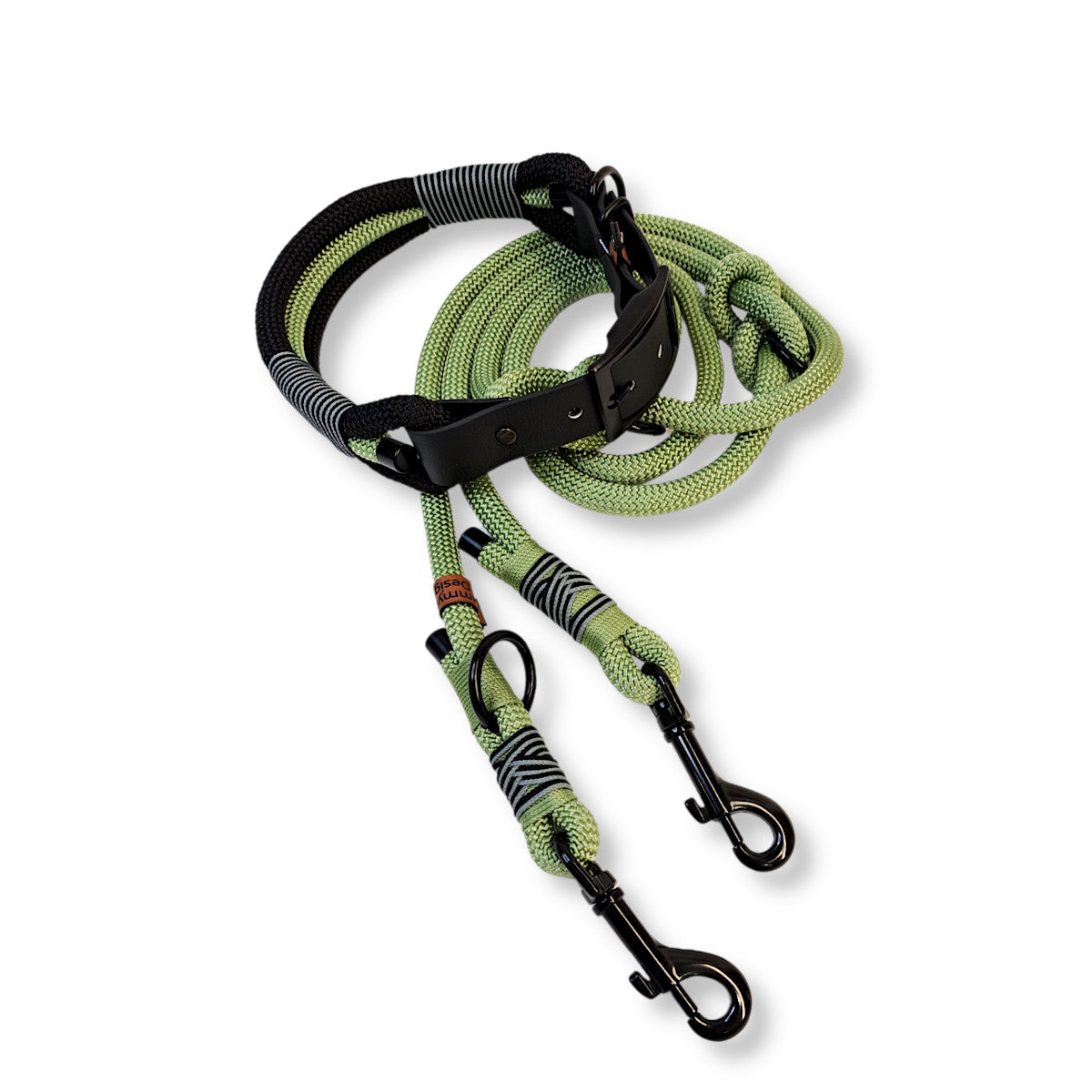 Hundehalsband Leinen-Set in grün