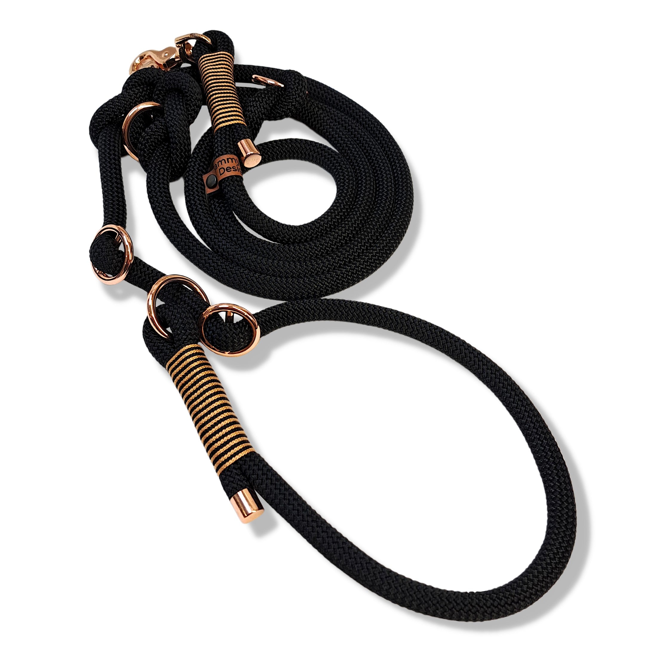 Tau Retrieverleine Schwarz Rose-Gold
