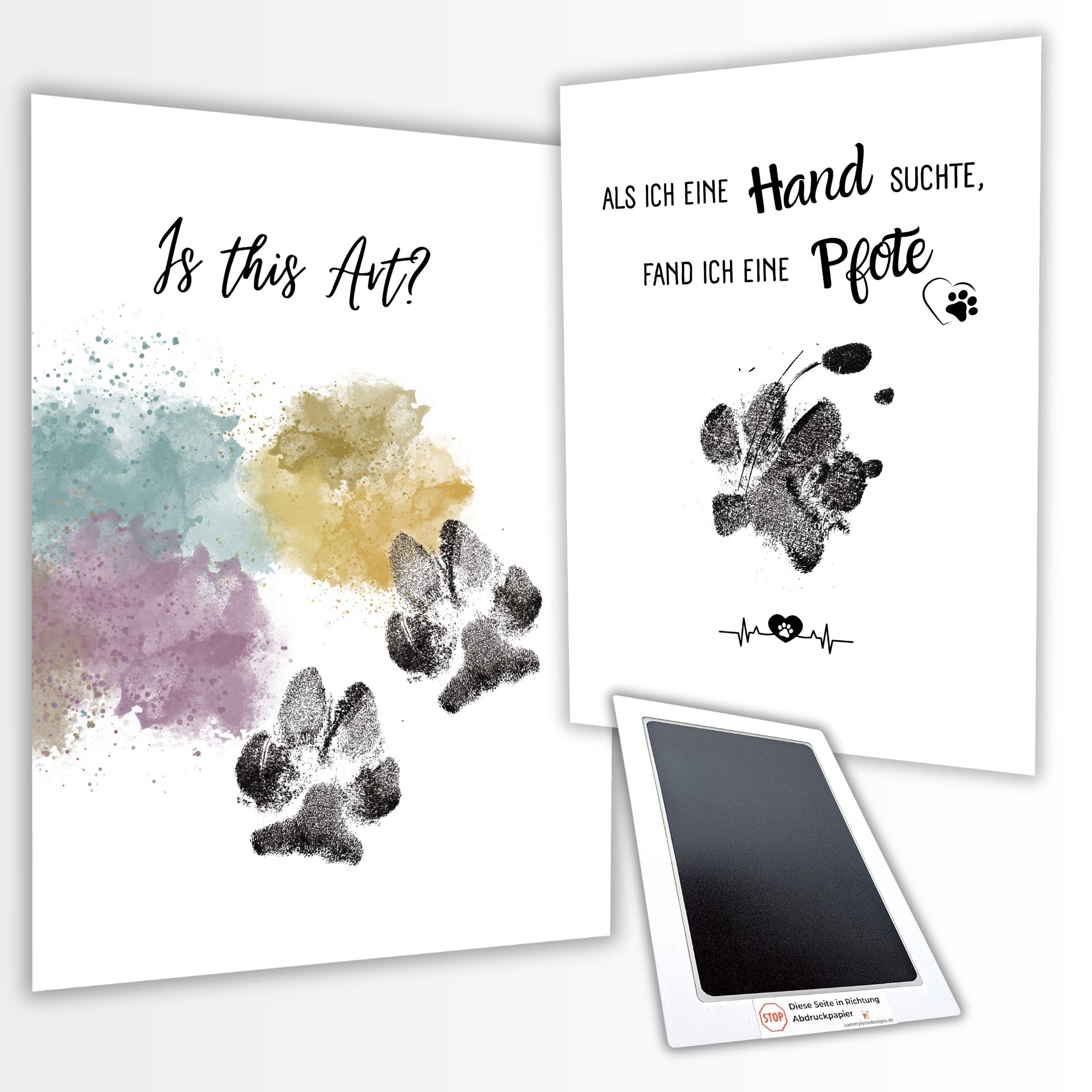 Pfotenabdruck mit Tinte A4-Format als Erinnerung