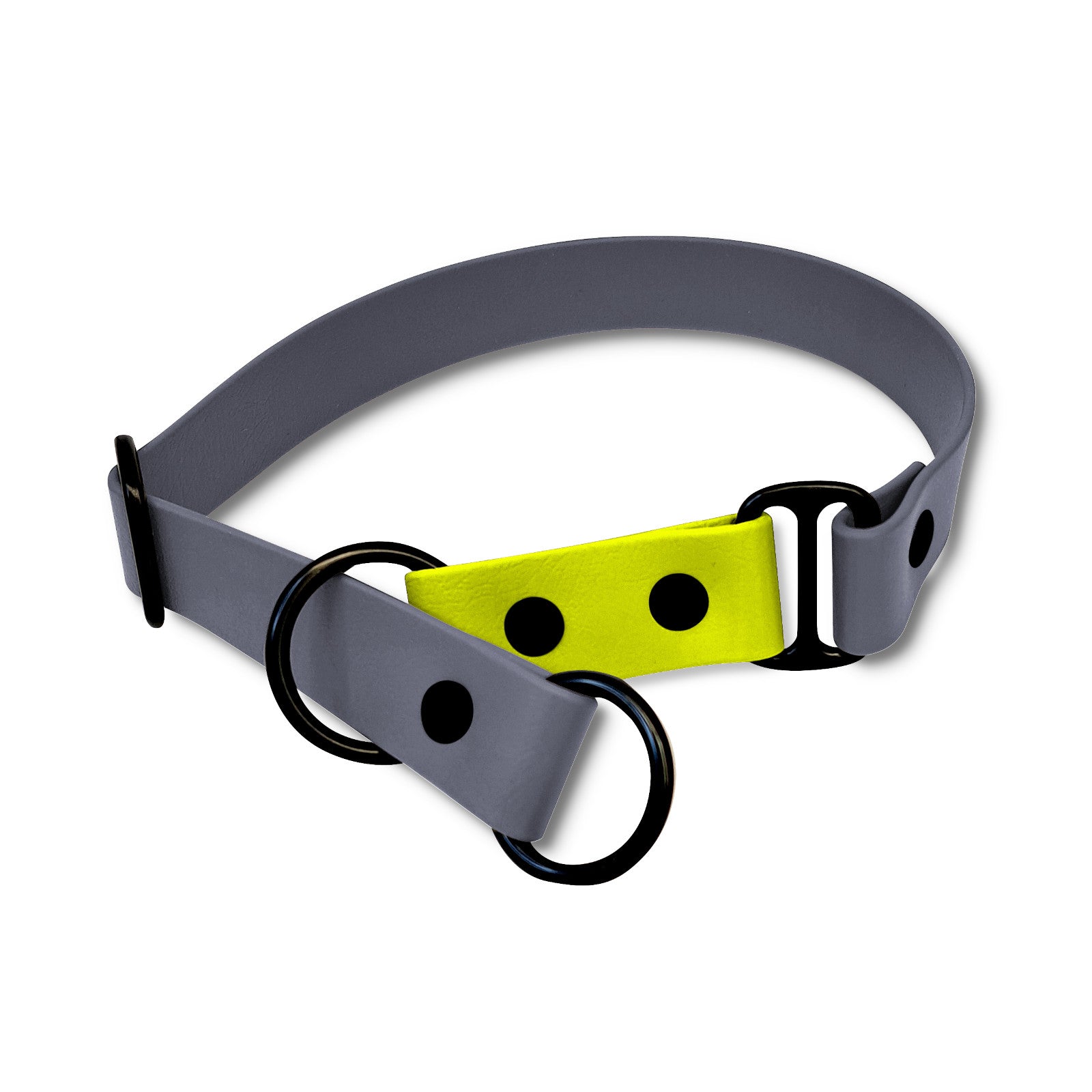 Biothane Anti-Zug Halsband (Zugstopp) Grau Neongelb