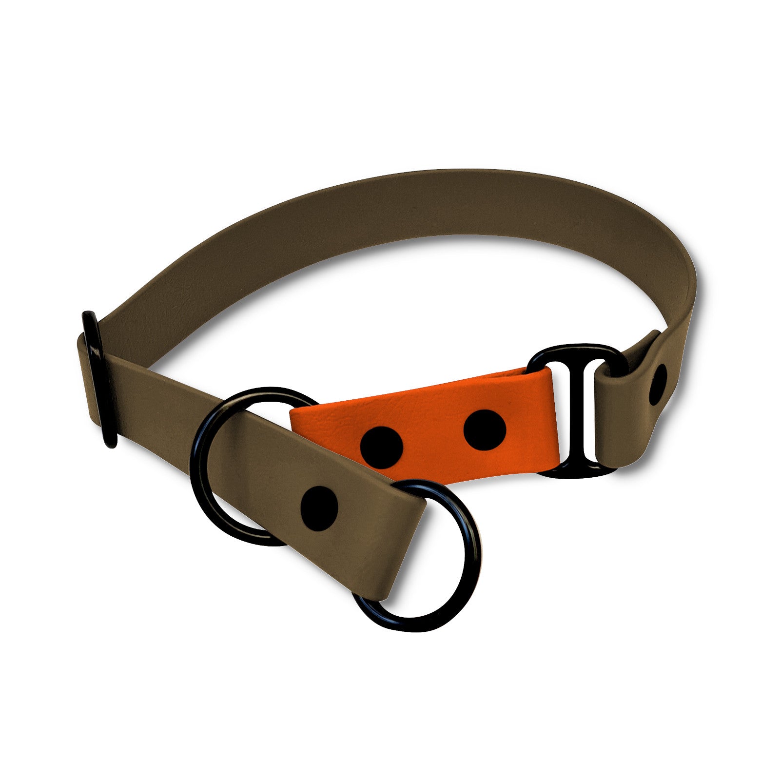 Zugstopp Biothane Sports Halsband Olive Neon-Orange