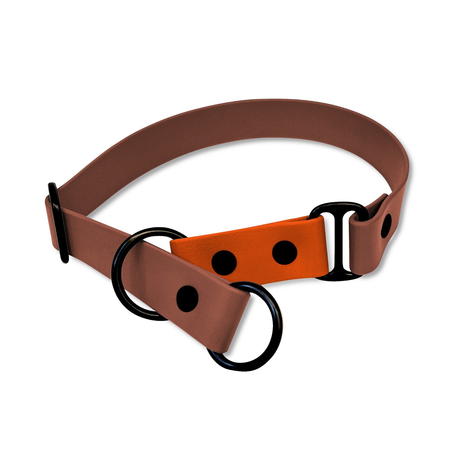 Biothane Zugstopp Halsband Orange Braun