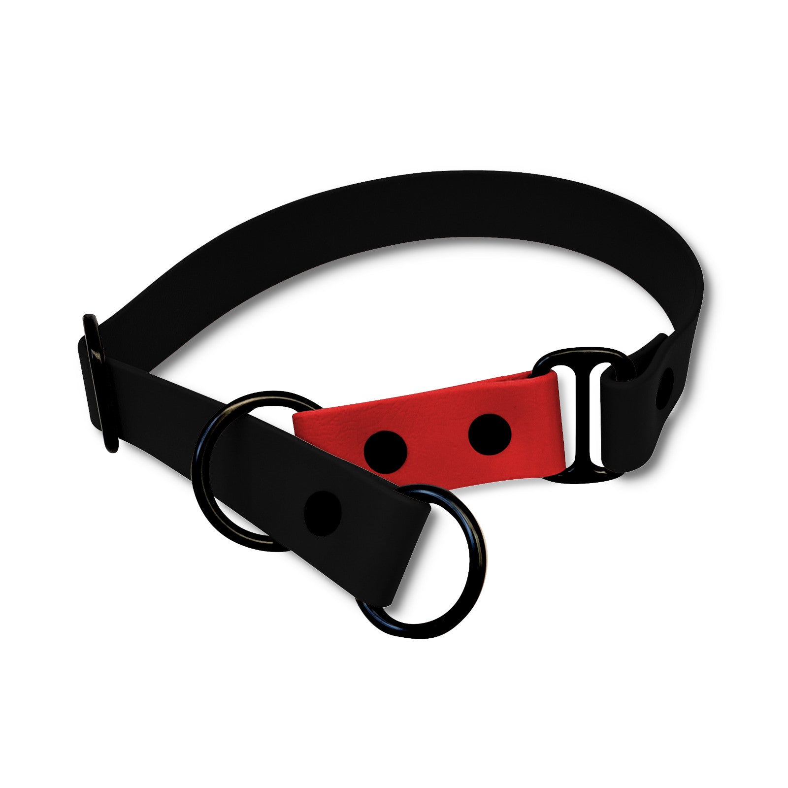 Anti-Zug-Halsbans Biothane Sports Schwarz-Rot