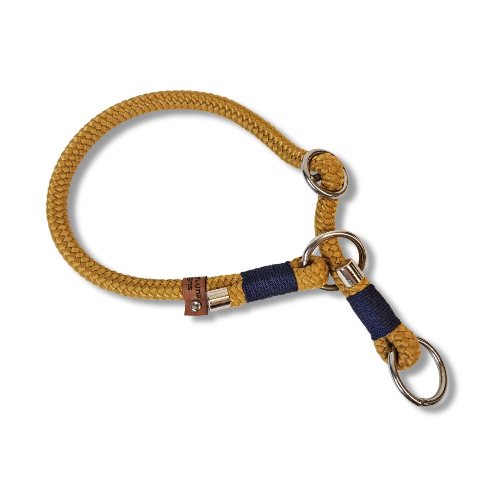 Zugstopp Halsband aus Tau in Karamell Blau von SammyLunaDesigns