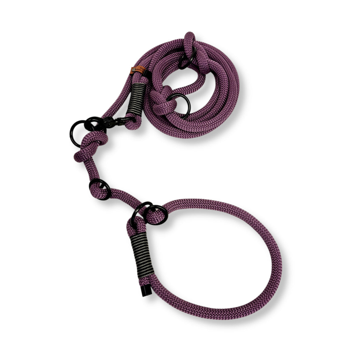 Retrieverleine für Hunde in der Farbe Mauve und schwarzer Hardware