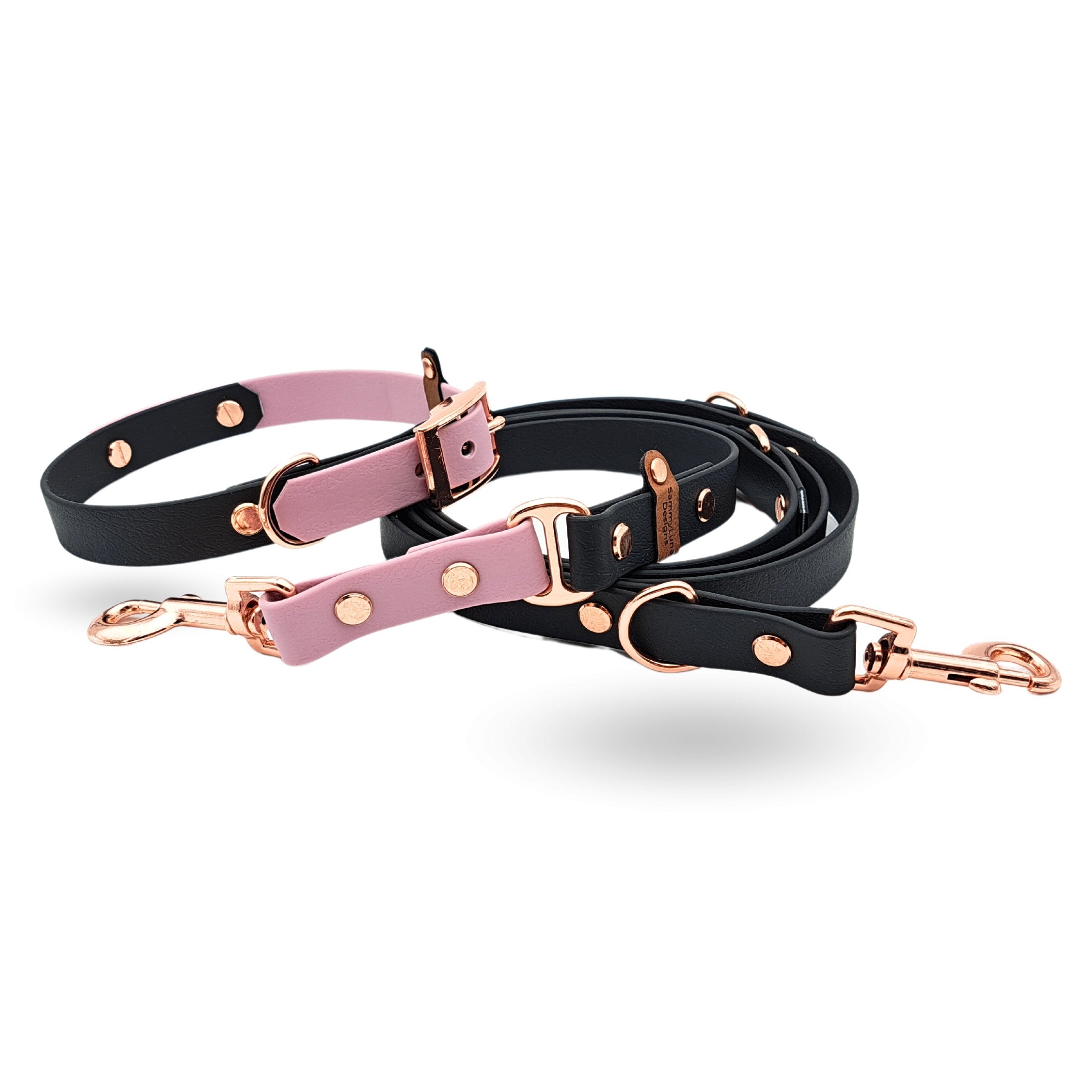 Outlet | Leine 180cm | Halsband 34-39cm | im Set Schwarz-Rosa