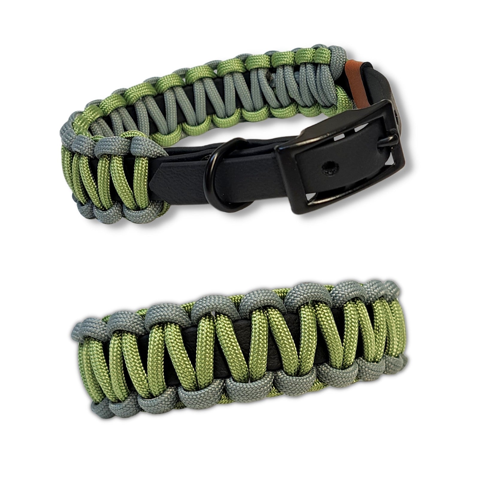 Biothane x Paracord Collar Guacamoly Smoky Gray