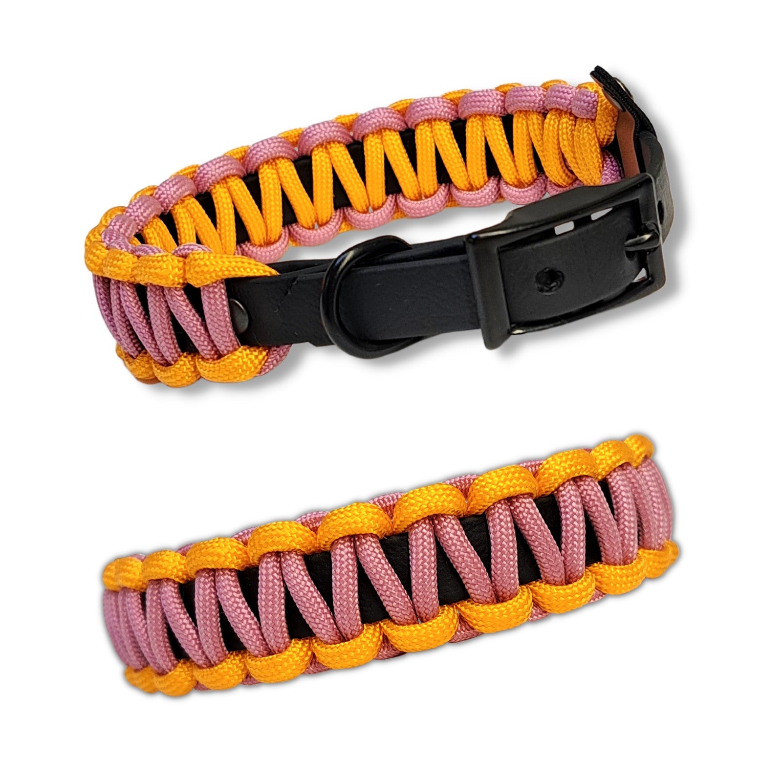 Halsband Paracord mit Biothane in Rosa Orange