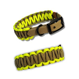 Halsband Paracord Biothane Neon-Gelb Vintage Gold-Beige in XXS