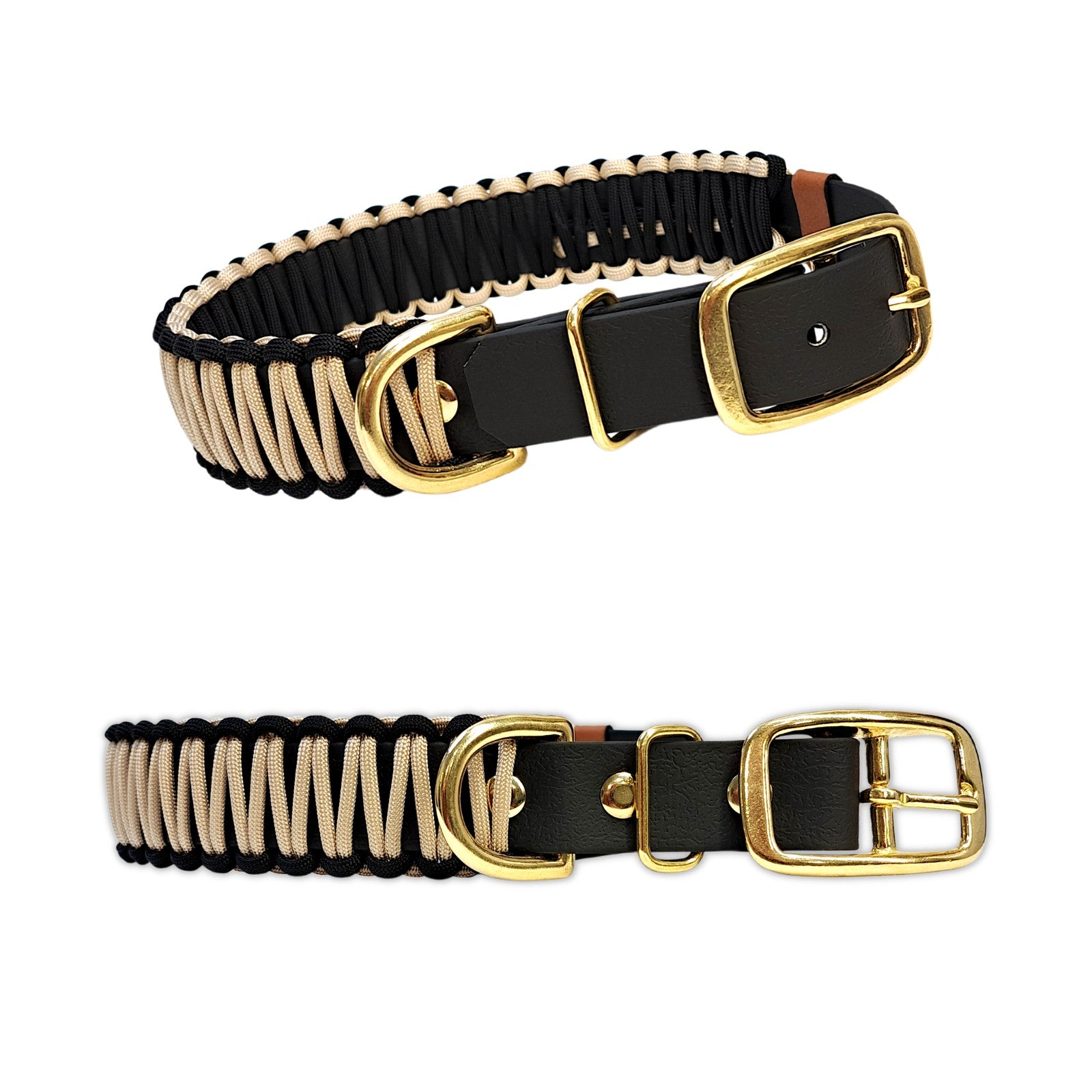 Paracord PVC-Gurtband Halsband schwarz-gold