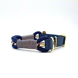 Halsband aus Tauseil verstellbar in dunkleblau und gold