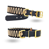 Schwarz-Goldenes Hundehalsband aus BioThane und Paracord