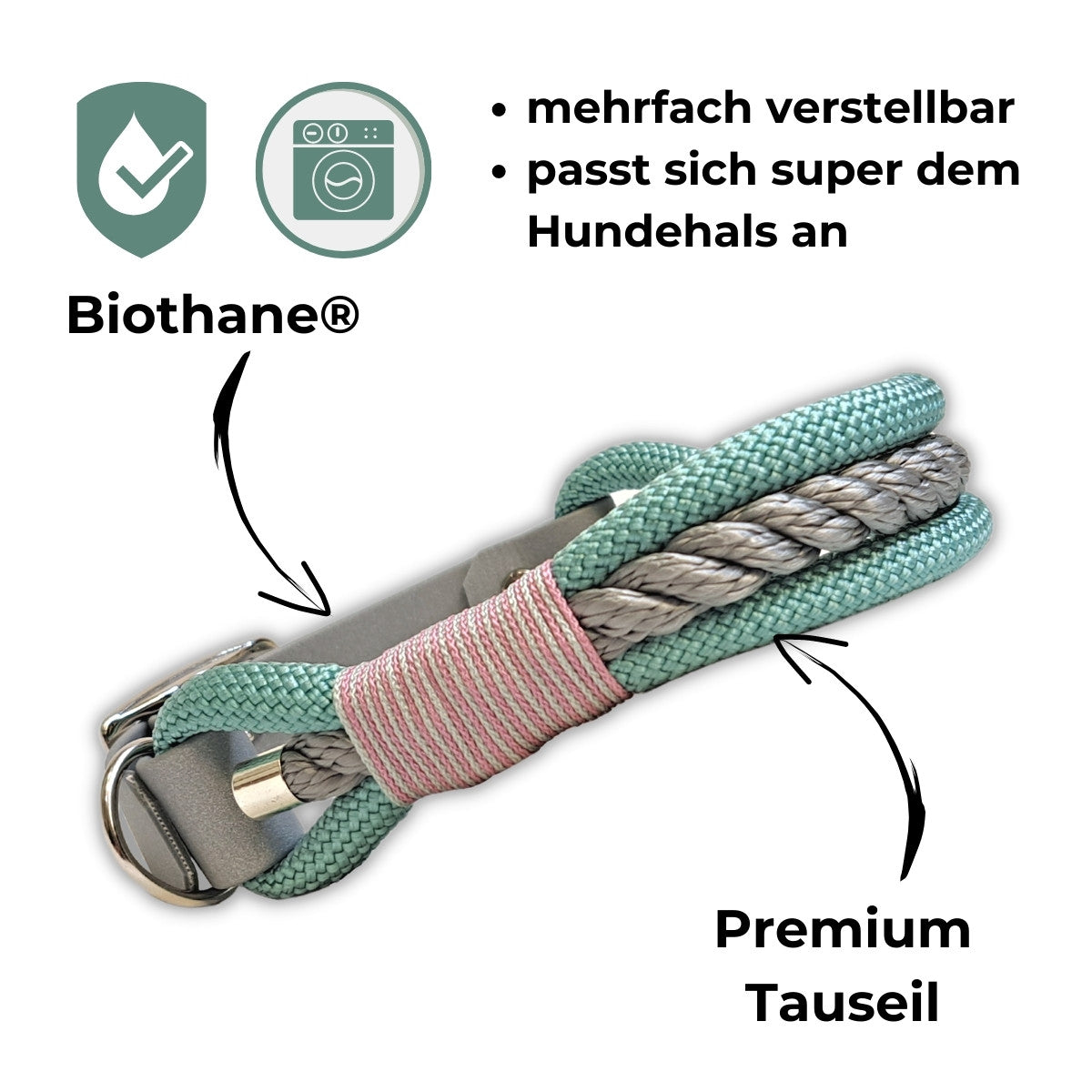 Vorteile Hundehalsband Tauseil Sea Green Pink