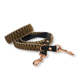Halsband Leinen Set Hunde Paracord Gold-Braun Tan