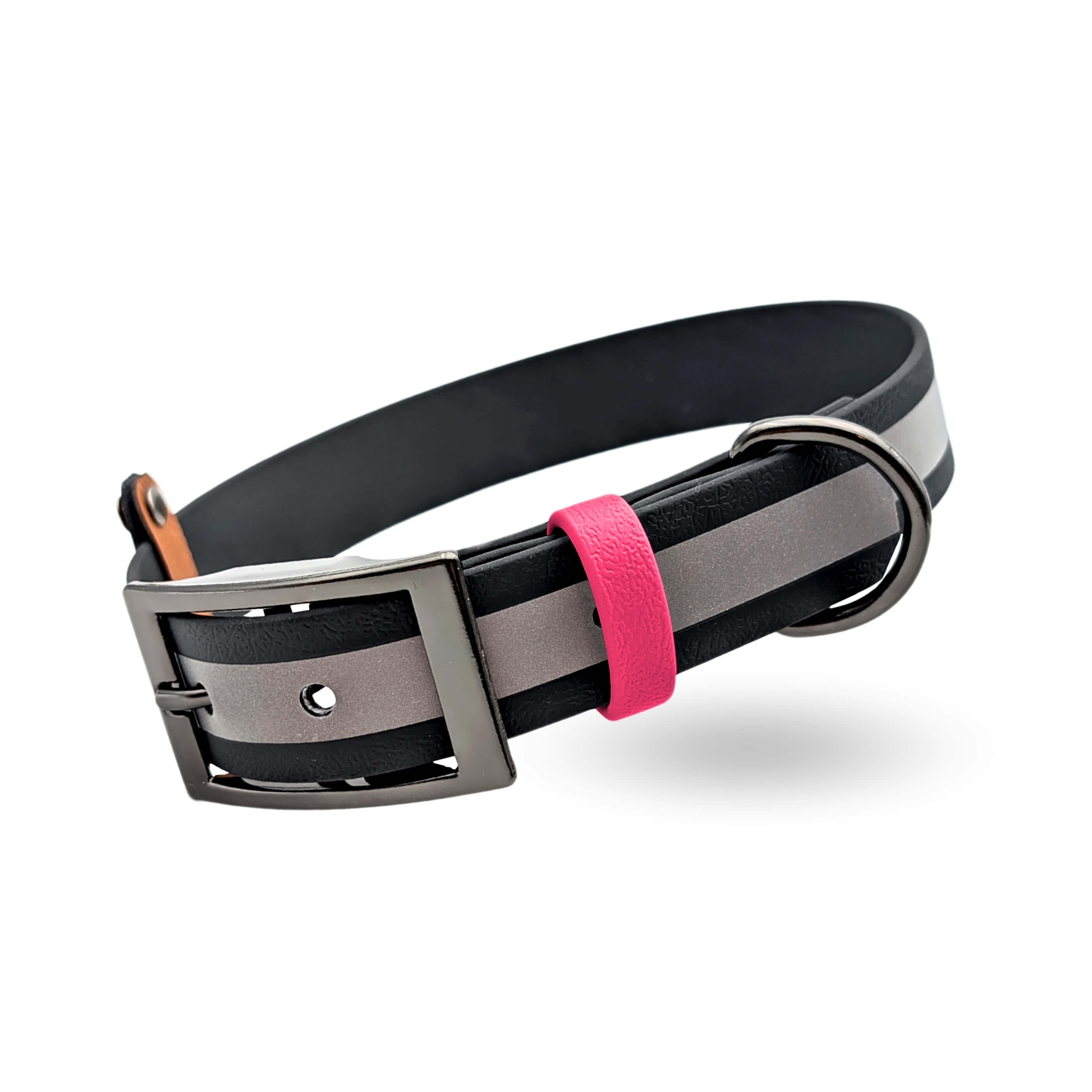 Halsband mit reflektierendem Streifen in schwarz-magenta Farben