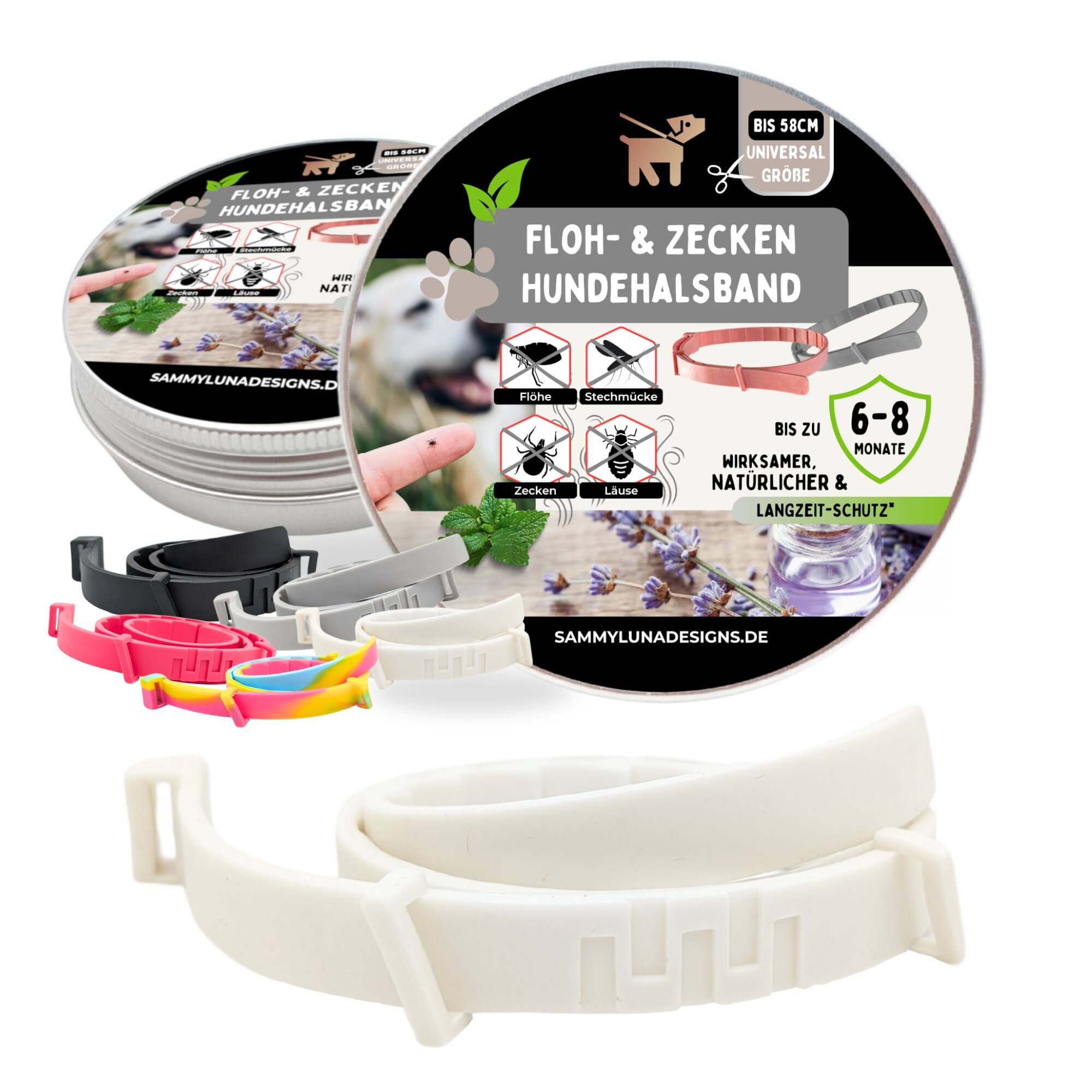 Zeckenhalsband für Hunde in creme-weiß mit ätherischen Ölen
