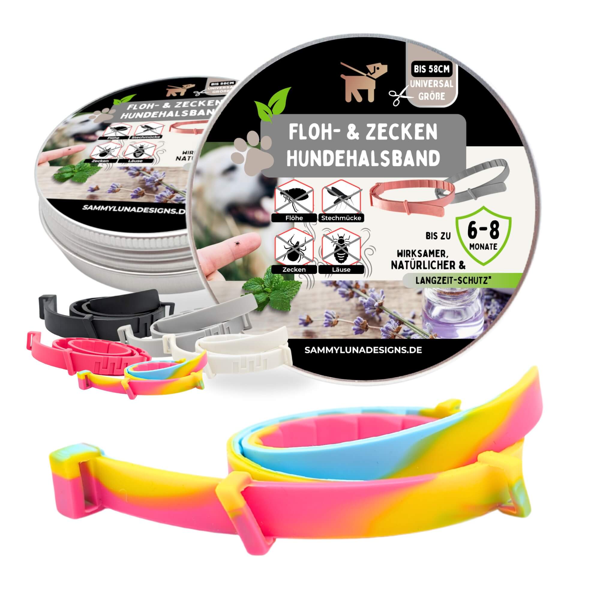 Zeckenhalsband für Hunde in regenbogen-Farben